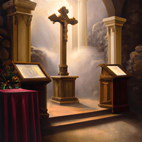 Realistic Painting of Church Sanctuary Altar Cross · Creative Fabrica