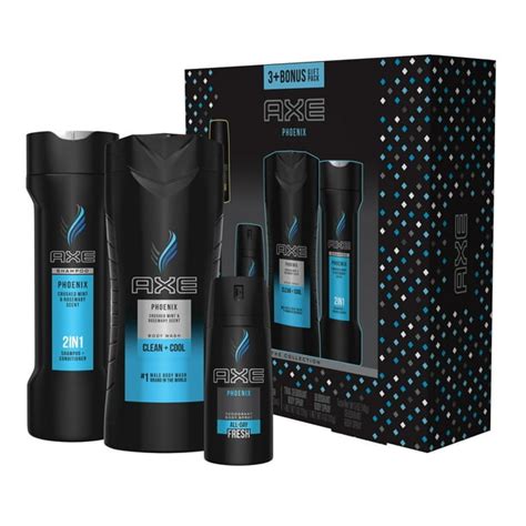 AXE 4-Pc Phoenix Gift Set with BONUS Trial Deo Body Spray (Body Spray, Body Wash, 2 in 1 Shampoo ...