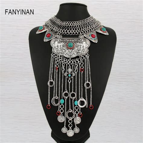 Jianxi Women Gypsy Necklace Fashion Jewelry Bohemian Antique Silver