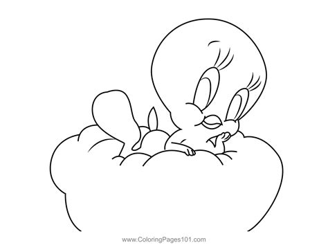 Tweety Bird Sleeping On Pillow Coloring Page for Kids - Free Tweety ...