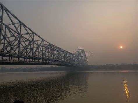 Kolkata India Feb 26 2024 Historic Howrah Bridge Kolkata At Sunrise