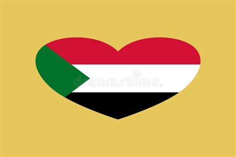 Sudan Flag In The Heart Shape Isolated On Background Stock