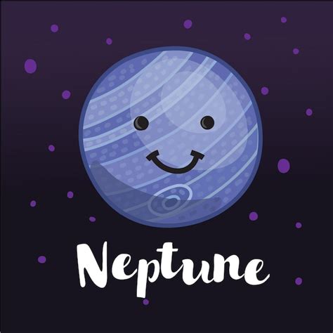 Premium Vector Illustration Of Cute Planet Neptune In Space