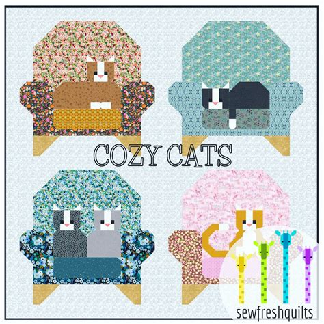 Cozy Cats Quilt Pattern Pdf Instant Download Modern Patchwork Traditional Piecing Vintage Retro