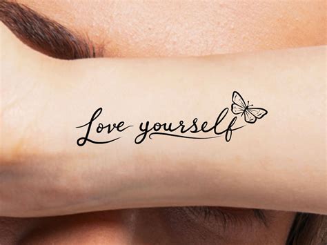 Love Yourself Butterfly Temporary Tattoo Etsy