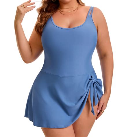 Agnes Orinda Women's Plus Size 1 Piece Swimdress Tummy Control Push Up