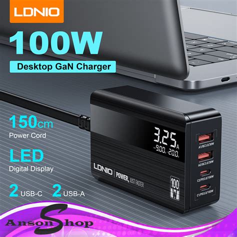 LDNIO 100W Charger USB C Charger Fast Charging 4 Port Adapter Wall