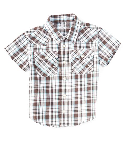 Wrangler® Baby Boys 12 24 Months Short Sleeve Plaid Shirt Dillards