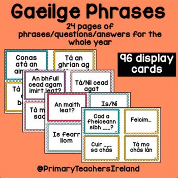 Irish Phrases For The Year Gaeilge By Primaryteachersireland Tpt