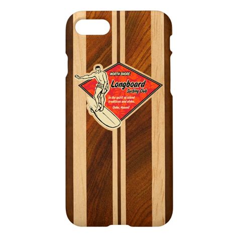 Waimea Surfboard Hawaiian Faux Koa Wood Iphone Case