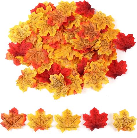 Artificial Autumn Maple Leaves Mixed Fall Colored Leaf Great