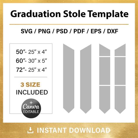 3 Sizes Graduation Stole Template BUNDLE For Sublimation BLANK