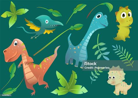 Ilustración De Dinosaurios Con Clipart Aislado De Naturaleza Prehistórica Y Más Vectores Libres