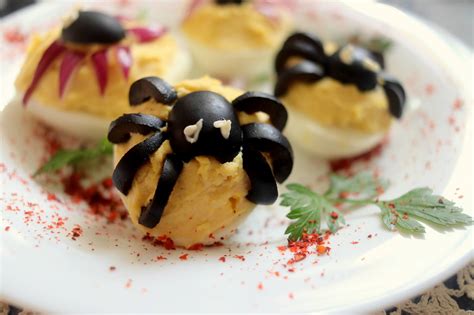 Halloween Spooky Spiders And Creepy Eyes Deviled Eggs Recipe