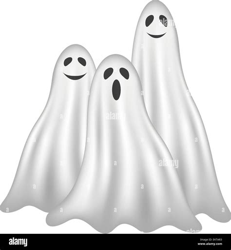 Three Ghosts In White Design With Face Stock Vector Image And Art Alamy