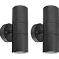 X Black Stainless Steel Double Outdoor Wall Light Ip Up Down Garden