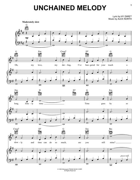 The Righteous Brothers Unchained Melody Sheet Music Notes And Chords