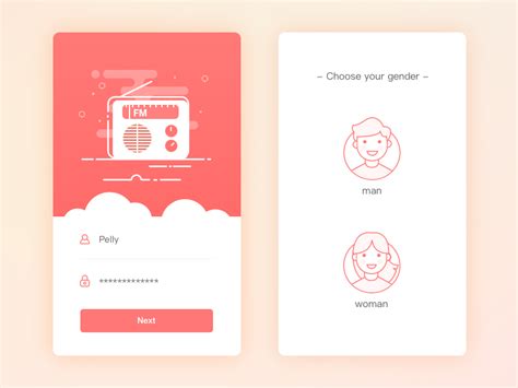 Login And Choose Gender App Interface Design App Ui Design Web App Design