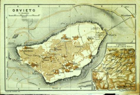 ORVIETO ALTER STADTPLAN mappa della città vecchia datiert 1931 EUR