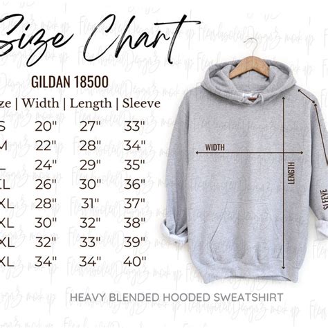 Gildan Sizing Chart Hoodie Etsy