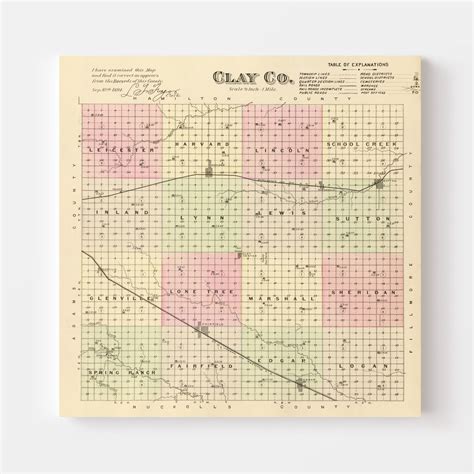 Vintage Map Of Clay County Nebraska 1885 By Ted S Vintage Art