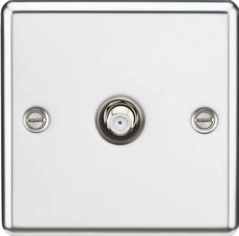 Knightsbridge 1 Gang F Type Satellite Socket Polished Chrome Screwfix