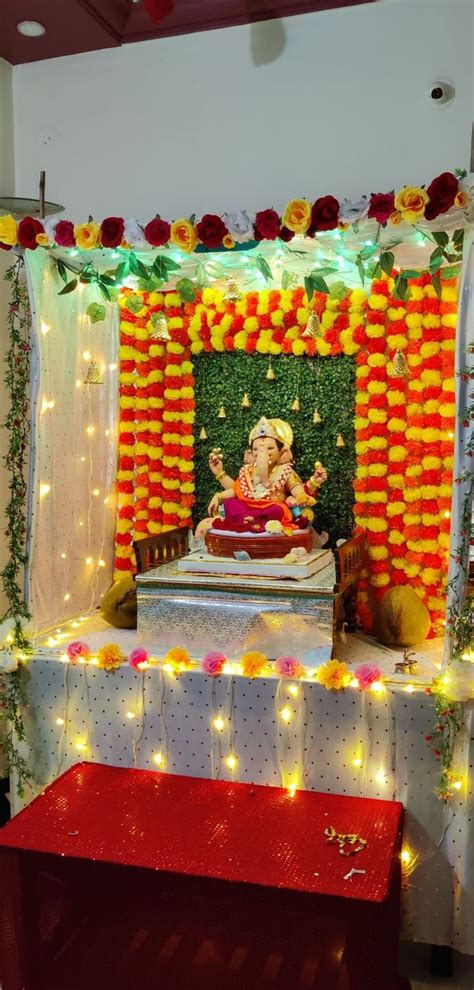 Ganpati bappa morya | Ganpati decoration theme, Ganpati decoration at home, Ganesh chaturthi ...