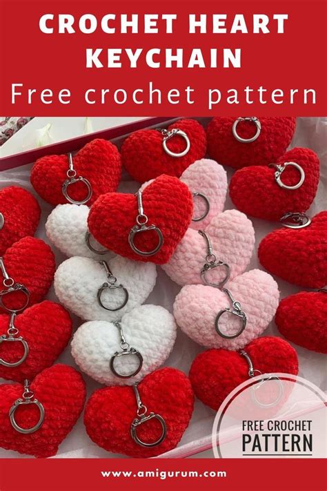 Crochet heart keychain free pattern – Artofit