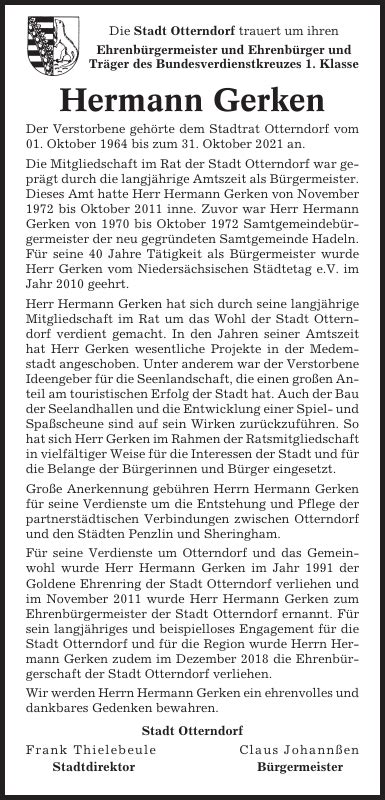 Hermann Gerken Gedenken Niederelbe Zeitung