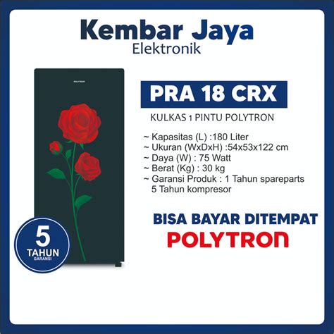 Jual KULKAS 1 Pintu POLYTRON PRA 18 CRX DRX TERMURAH HEMAT LISTRIK