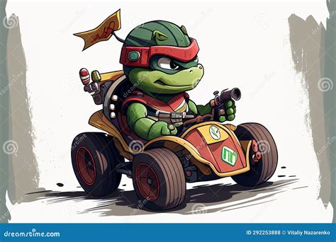 turtle driving  racing car ai generated stock photo image  speed