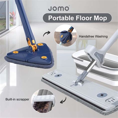 Hands Free Flat Floor Mop Wet And Dry Mop Lazy Magic Mop 45cm Triangle Mop Shopee Singapore