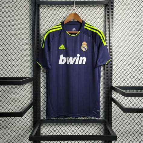 Camisa Retrô Real Madrid 12 13 Torcedor Away Adidas Azul e Verde