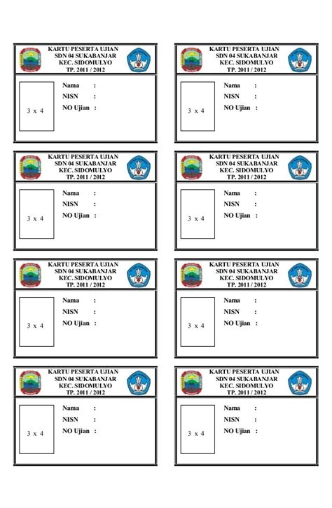 Contoh Kartu Ujian Sekolah Id