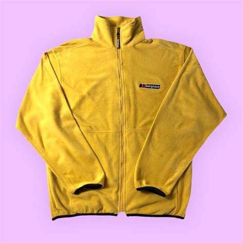 Vintage Berghaus Fleece Jacket 90s era yellow full... - Depop