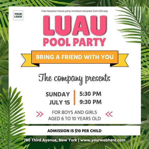 Free Hawaiian Luau Invitation Templates To Customize Online