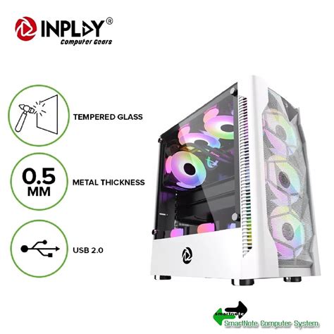 Inplay Meteor 03 Black White Atx Case Pc Case Gaming Case Desktop Case Shopee Philippines