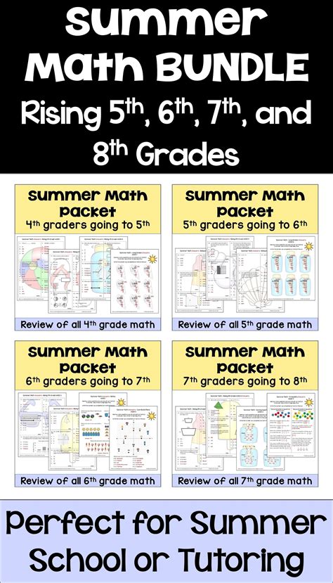 This Summer Math Bundle For Rising 5th 6th 7th And 8th Graders Has