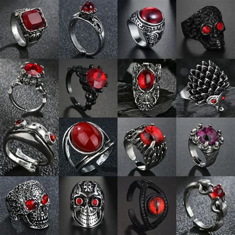 Bagues Gothiques R Tro Pour Hommes Et Femmes Bague Punk Taille Ouverte