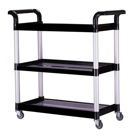 Winado 390 Lb Capacity 3 Tier Plastic 4 Wheeled Utility Cart In Black