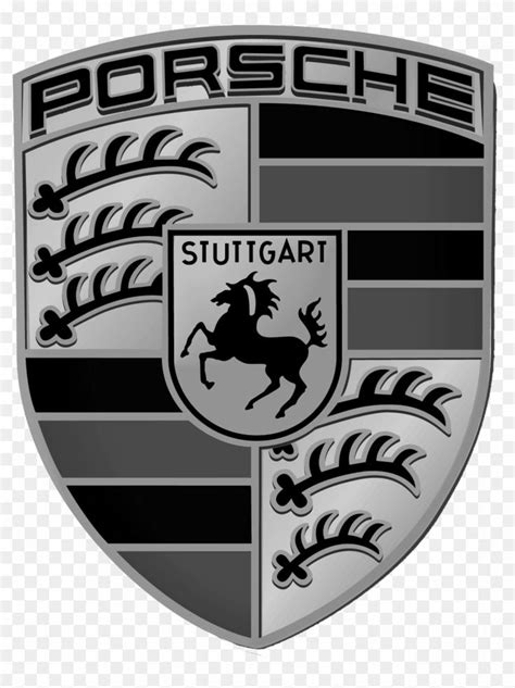 Porsche Logo with Horse Image in Black and White