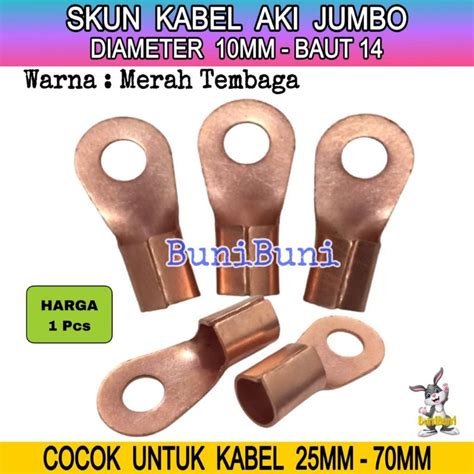 Jual TERMINAL Skun Klem Kabel Aki JUMBO Ring BULAT M10 BAUT 14 MERAH