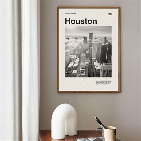 Houston Art Print Houston Poster Houston Wall Art Mid Century Poster ...