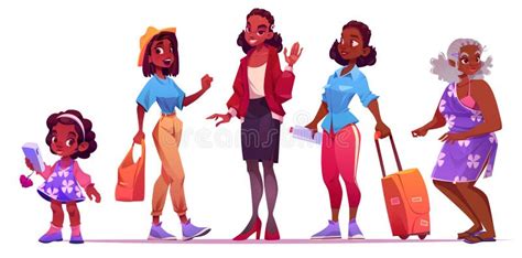 Est Gios Do Ciclo De Vida Da Mulher Africana Ilustra O Do Vetor