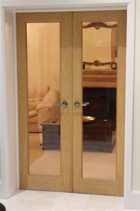 Solid Oak Framed Internal Glazed Double Doors GC Complete With