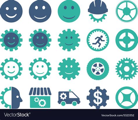 Tools And Smile Gears Icons Royalty Free Vector Image