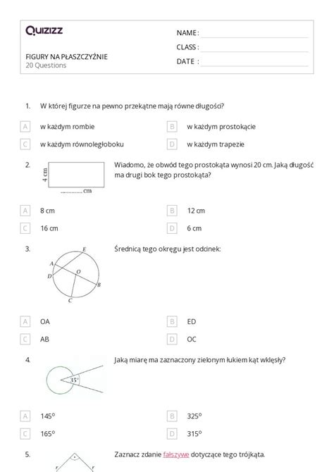 Ponad 50 Figury Na Płaszczyźnie Arkuszy W Quizizz Darmowe I Do Druku