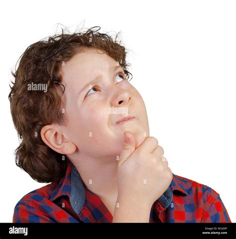 cute young boy thinking stock photo alamy