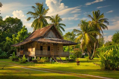 Rumah Kampung in Golden Hour Stock Photo - Image of kayu, building ...