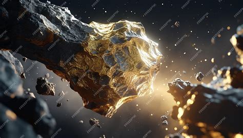 Premium Photo | Asteroid made of pure gold in space realistic